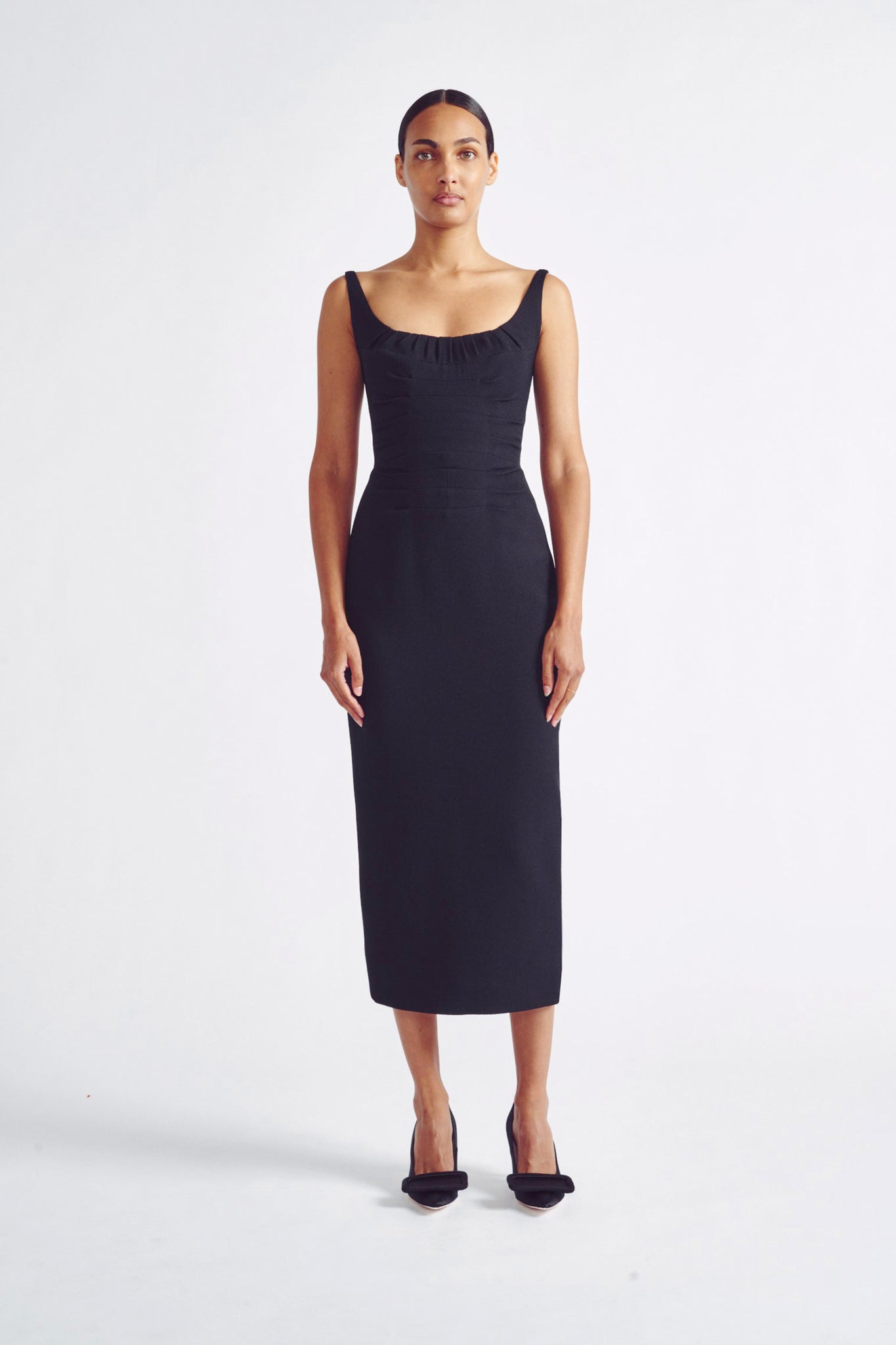 Black Viscose Crepe Cocktail Dress ...